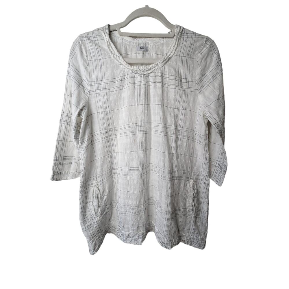 Tulip White Plaid Tunic Dress XS